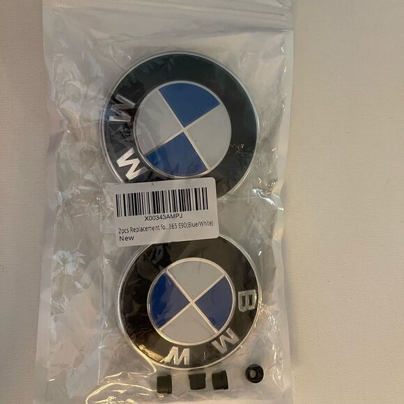BMW logo Emblems for Hood & Trunk set of 2 Blue & Silver NWT - Picture 8 of 9